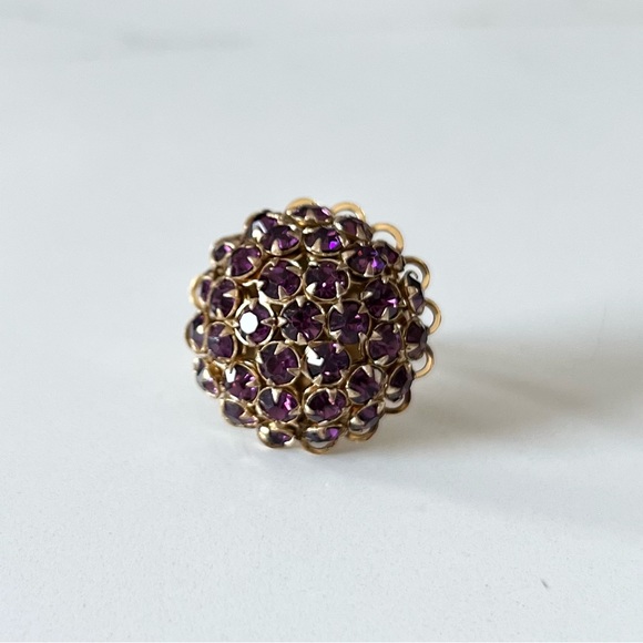 ⭐️ Vintage Handmade Rhinestone Cluster Adjustable Cocktail Ring - Picture 5 of 9